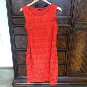 MLLE Gabrielle orange lace sleeveless dress